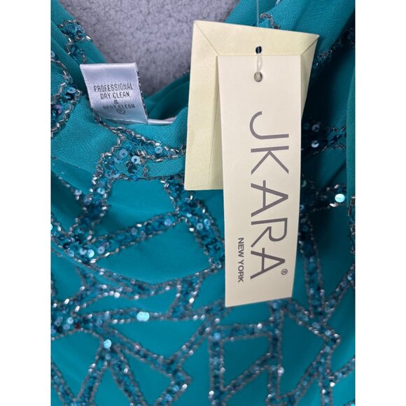 Jkara Women's Plus Size 22W Beaded Cowl Neck Gown With Sequin Overlay NWT's - Picture 7 of 8